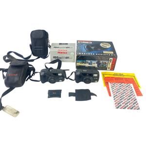Vtg Pentax Film Camera Lot of 2 !Q Zoom 90 WR Point and Shoot PARTS REPAIR READ